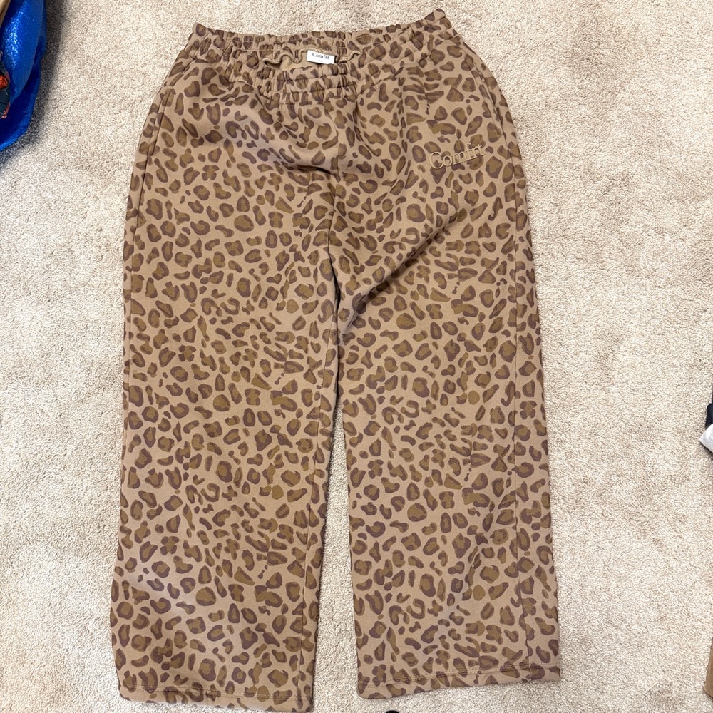 Comfrt Minimalist Straight Leg Sweats. Limited Edition Brown Leopard 2XL - Picture 2 of 7